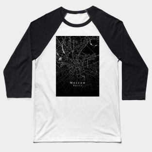 Moscow Russia City Map dark Baseball T-Shirt